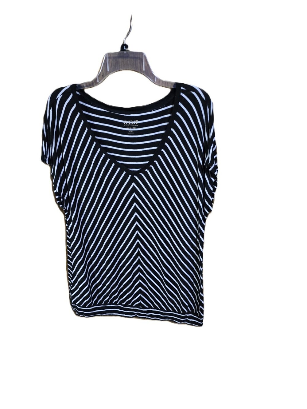 a.n.a. Black Pullover V-Neck White Stripes Stretchy Size PXL - Picture 1 of 3